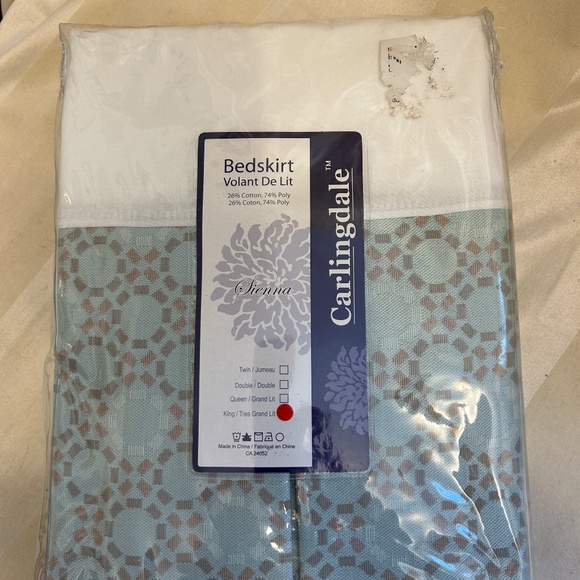 BRAND NEW Carlingdale King Size Bedskirt Heavy Linen Style Dust-Light-Blue - Picture 1 of 5